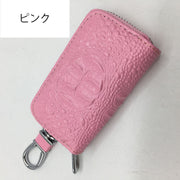 キーケース キーホルダー スマートキーケース スマートキーカバー レザー調 鍵入れ カギ収納 カラビナ フック チェーン ファスナー 長方形 スクエア 型押し シンプル おしゃれ かっこいい ギフト プレゼント 贈り物 メンズ レディース 男女兼用 ユニセックス