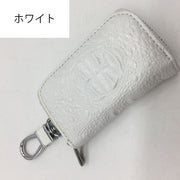 キーケース キーホルダー スマートキーケース スマートキーカバー レザー調 鍵入れ カギ収納 カラビナ フック チェーン ファスナー 長方形 スクエア 型押し シンプル おしゃれ かっこいい ギフト プレゼント 贈り物 メンズ レディース 男女兼用 ユニセックス