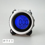 目覚まし時計 置時計 デジタル時計 ダブルアラーム スヌーズ機能 大音量 寝室 ベッドサイド 見やすい おしゃれ シンプル アラーム 丸型 サークル 円形 かわいい 電池使用 単4電池使用