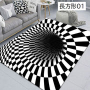 ラグマット 40×60cm カーペット 四角形 トリックアート だまし絵 敷物 絨毯 長方形 洗える 防滑 滑り止め モノクロ カラフル インテリア おしゃれ 床冷え対策 子供部屋 寝室 居間 新生活 模様替え