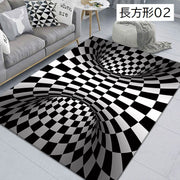 ラグマット 40×60cm カーペット 四角形 トリックアート だまし絵 敷物 絨毯 長方形 洗える 防滑 滑り止め モノクロ カラフル インテリア おしゃれ 床冷え対策 子供部屋 寝室 居間 新生活 模様替え
