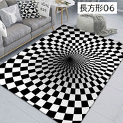 ラグマット 40×60cm カーペット 四角形 トリックアート だまし絵 敷物 絨毯 長方形 洗える 防滑 滑り止め モノクロ カラフル インテリア おしゃれ 床冷え対策 子供部屋 寝室 居間 新生活 模様替え