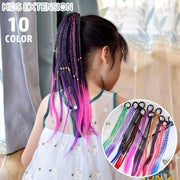 エクステンション 三つ編み ヘアゴム付き キッズ ジュニア 子供用 女の子 つけ毛 ヘアアレンジ 装着簡単 グラデーション 可愛い おしゃれ イメチェン 付け毛 女子 こども用