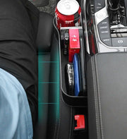 車用 ドリンクホルダー付 収納ボックス 隙間ポケット カー用品 小物入れ 運転席 助手席 収納ケース 財布 スマホ カード パーキングチケット 小物整理 ブラック