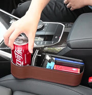 車用 ドリンクホルダー付 収納ボックス 隙間ポケット カー用品 小物入れ 運転席 助手席 収納ケース 財布 スマホ カード パーキングチケット 小物整理 ブラック