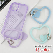 スマホストラップ スマホ用リストストラップ iPhone レディース 女性 スマホアクセサリー スマホ周辺雑貨 ハート型 挟むだけ 挟むタイプ チャーム クリア ピンク グリーン カジュアル ポップ かわいい キュート おしゃれ ペアルック お揃い