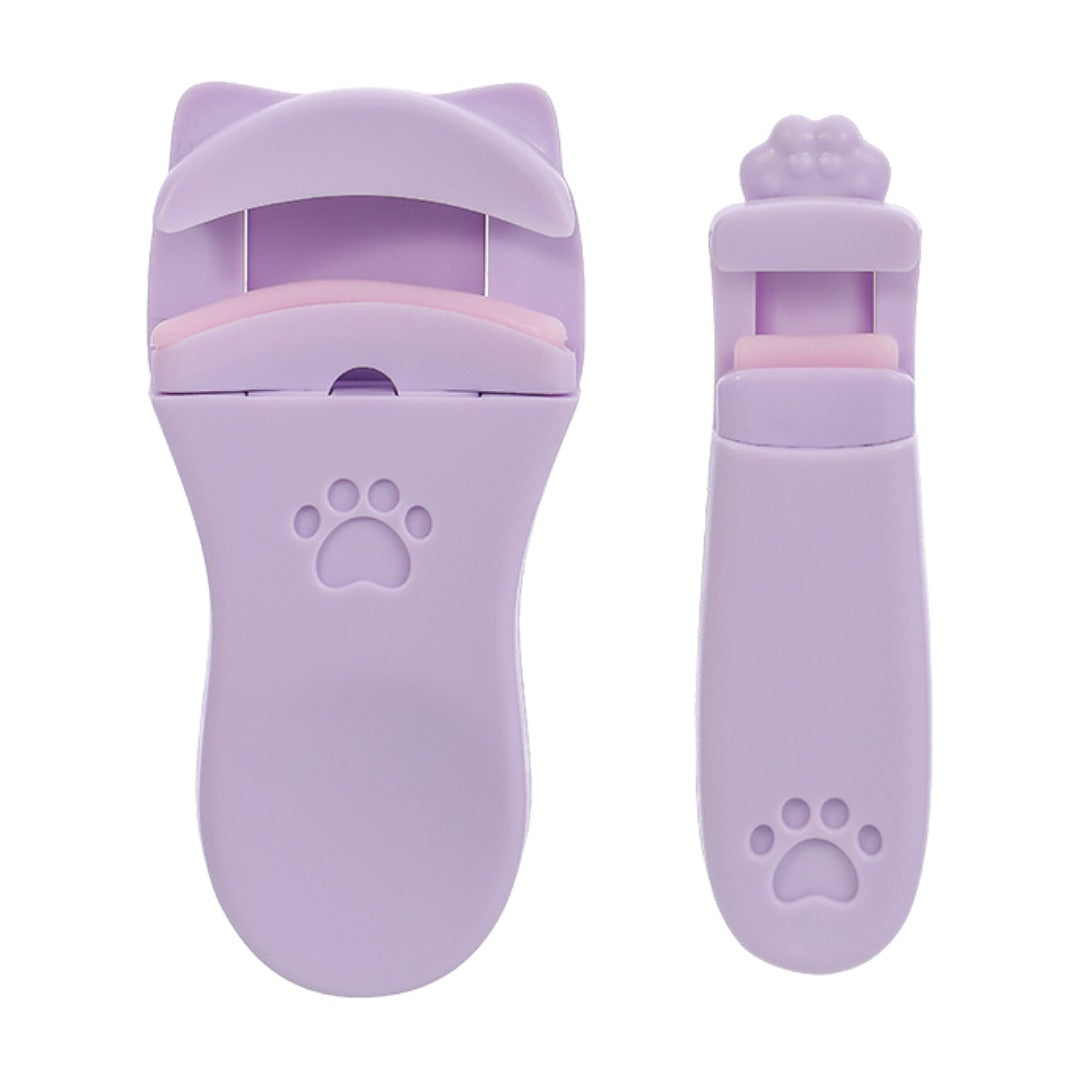 まつ毛ビューラー まつげカーラー アイラッシュカーラー 2個セット コスメ用品 メイク道具 化粧道具 広角用 部分用 コンパクト ネコ 猫 ねこ 猫耳 肉球 かわいい おしゃれ ホワイト ピンク ピーチ パープル メイク雑貨 小物