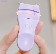 まつ毛ビューラー まつげカーラー アイラッシュカーラー 2個セット コスメ用品 メイク道具 化粧道具 広角用 部分用 コンパクト ネコ 猫 ねこ 猫耳 肉球 かわいい おしゃれ ホワイト ピンク ピーチ パープル メイク雑貨 小物