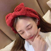 ヘアバンド 洗面用 レディース 女性 ヘッドバンド リボン 幅広 ワイド もこもこ 無地 シンプル お洒落 可愛い 普段使い デイリー 洗顔 お風呂 バス用品 お風呂グッズ 日用品雑貨