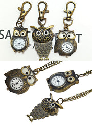 懐中時計 ポケットウォッチ 時計 ネックレスウォッチ チェーン キーホルダー アンティーク調 レトロ フクロウ クマ 熊 お洒落 おしゃれ 可愛い レディース メンズ 男女兼用 ユニセックス