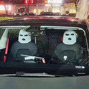ヘッドレストカバー 車載 車用 単品 1枚 ヘッドレストキャップ フロントシート用 目出し帽 おもしろ ユニーク キャップ 帽子 ぼうし 被せる フェイク 騙し トリック だまし ドッキリ 面白 モノクロ 黒 白