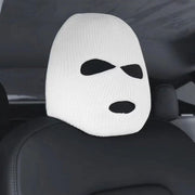 ヘッドレストカバー 車載 車用 単品 1枚 ヘッドレストキャップ フロントシート用 目出し帽 おもしろ ユニーク キャップ 帽子 ぼうし 被せる フェイク 騙し トリック だまし ドッキリ 面白 モノクロ 黒 白