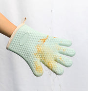 鍋つかみ オープンミトン キッチングローブ 手袋 単品 左右兼用 シリコン ハート 滑り止め 耐熱 防熱 防水 5本指 厚手 電子レンジ 便利
