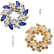 ブローチ ビジュー リース型ブローチ ピンブローチ リース風 キラキラ 大人上品 きれいめ おしゃれ パーティー イベント 大きめ 5.5cm 結婚式 アクセサリー レディース 女性 ジュエリー 記念日 プレゼント 可愛い かわいい クリスマス