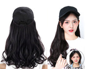 ウィッグ 帽子付き ロング レディース かつら フルウィッグ 黒 ブラウン キャップつき 帽子一体型 マジック テープ 紫外線対策 イメチェン パーマ ウェーブ 女性用 婦人用 おしゃれ かわいい お出かけ パーティー コスプレ イメージチェンジ