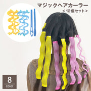 マジックヘアカーラー 12個セット フック スティック付き ヘアセット 巻き髪 カール ウェーブ 波型 ふんわり スタイリング 手軽 簡単 髪を傷めない