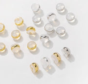 ピアスキャッチ 同色2個セット アクセサリーパーツ キャッチのみ DIY ハンドメイド 手作り 金具 材料 半透明 メタル 縁取り 予備 交換用 ゴールドカラー シルバーカラー