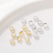 ピアスキャッチ 同色2個セット アクセサリーパーツ キャッチのみ DIY ハンドメイド 手作り 金具 材料 半透明 メタル 縁取り 予備 交換用 ゴールドカラー シルバーカラー