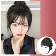 部分かつら 部分ウィッグ レディース 女性 婦人 カツラ つけ毛 前髪 ぱっつん サイドあり カチューシャ付き 三つ編み 茶色 黒 シンプル ナチュラル おしゃれ 白髪隠し コスプレ