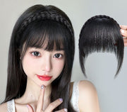 部分かつら 部分ウィッグ レディース 女性 婦人 カツラ つけ毛 前髪 ぱっつん サイドあり カチューシャ付き 三つ編み 茶色 黒 シンプル ナチュラル おしゃれ 白髪隠し コスプレ