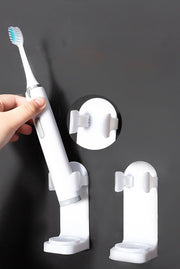 電動歯ブラシスタンド 2個セット 歯ブラシホルダー 歯ブラシ立て 壁掛け 取付け簡単 穴あけ不要 浮かせる収納 省スペース 無地 白 洗面所 バスルー