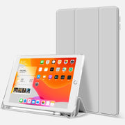 iPadケース iPadカバー タブレット用カバー 保護カバー 三つ折り クリアケース クリアカバー ソフトカバー 無地 衝撃防止 傷防止 汚れ防止 ペン入れ 便利 おしゃれ タブレットケース シンプル 単色 2018 2017 2020 2021 Air2 mini5 Pro11 10.2 9.7 12.9 ピンク 青 紫 緑 灰 黒 ネイビー
