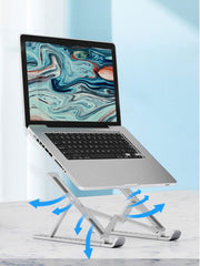 ノートパソコンスタンド ノートPCスタンド パソコン周辺機器 折りたたみ式 卓上 コンパクト 持ち運び 角度調節可能 ブラック ホワイト 黒 白 シンプル タブレット 在宅ワーク リモートワーク テレワーク