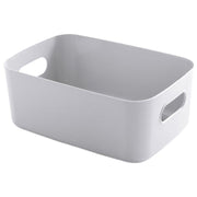 収納バスケット 単品 1個 プラスチック製 蓋なし 収納ケース 収納ボックス 持ち手付き 取っ手付き 小物入れ 整理 卓上 シンプル 無地 単色 白 ホワイト おしゃれ かわいい ベーシック 日用品雑貨