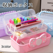 収納ボックス 収納ケース 3段 文房具収納 ツールボックス 小物収納 持ち手付き 多機能 持ち運び 仕切り クリア 文房具 薬 化粧品 ネイルツール 雑貨 救急箱