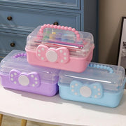 収納ボックス 収納ケース 3段 文房具収納 ツールボックス 小物収納 持ち手付き 多機能 持ち運び 仕切り クリア 文房具 薬 化粧品 ネイルツール 雑貨 救急箱