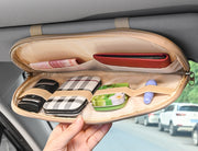 車用収納ポケット 収納ホルダー サンバイザー 車載 多収納 多機能 カード入れ 小物入れ サングラスホルダー PUレザー シンプル 便利 カー用品 車用品 カーグッズ カーアクセサリー