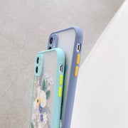 iPhoneケース スマホケース レディース 女性 スマホ雑貨 スマホアクセサリー ラバーケース ラバー素材 総柄 花柄 フラワー ボタニカル柄 ブルー グレー かわいい キュート シンプル