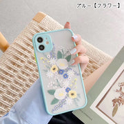 iPhoneケース スマホケース レディース 女性 スマホ雑貨 スマホアクセサリー ラバーケース ラバー素材 総柄 花柄 フラワー ボタニカル柄 ブルー グレー かわいい キュート シンプル