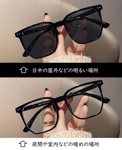 サングラス 変色 調光サングラス ウェリントン ビッグフレーム メンズ 商品画像4