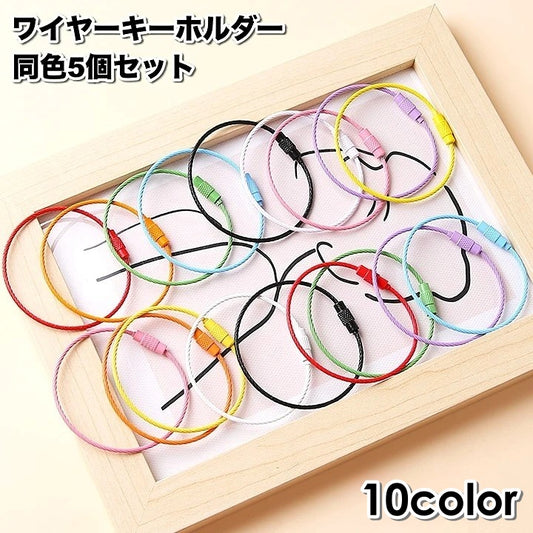 ワイヤーキーホルダー 5個セット ネジ式 ワイヤーリング キーリング 鍵 商品画像