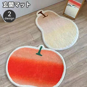 玄関マット 40×60cm ドアマット フロアマット リンゴ 梨 ナシ アップル りんご フルーツ 果物 室内 屋外 エントランス 玄関ドア おしゃれ かわいい リビング 子供部屋 インテリア雑貨 自宅 店舗