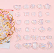 アクリルビーズ セット 通し穴付き ハンドメイドパーツ アクセサリーパーツ ビーズ イルカ 貝 お花 蝶 ハート クリア 透明 ハンドメイド 手作り クラフト 手芸