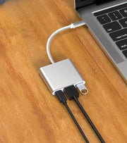 変換アダプター ケーブル 変換コネクター 3in1 TYPEC パソコン周辺機器 HDMI USB 小型 持ち運び ポータブル アダプター 接続 複数 PC テレビ ゲーム スマホ スリーインワン 便利