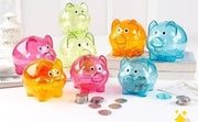 貯金箱 ブタ型 ブタ貯金箱 ピギーバンク インテリア小物 小銭用 硬貨用 豚 動物 アニマル 半透明 クリア ポップ カジュアル かわいい キュート ユニーク