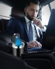 車用 灰皿 自動LED照明 LEDライト付き ドリンクホルダー型 ワンプッシュ 蓋付き ふた付き 大容量 車載 密閉 水洗い可能