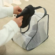 シューズ収納ケース シューズボックス 立体 収納袋 靴収納 ブーツ収納 スニーカー収納 持ち手付き バッグ型 携帯 持ち運び 汚れ防止 ほこり防止 半透明 防塵 整理整頓