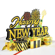 グリーティングカード メッセージカード 3D立体 ポップアップ 飛び出す年賀状 Happy New Year 新年 挨拶 お祝い