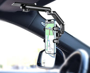 車用スマホホルダー スマホスタンド サンバイザー 車載ホルダー ルームミラー カー用品 車内 360度回転 伸びる 角度調節 休憩中 挟むだけ 後部座席 キッチン 動画鑑賞 自撮り AQUOS Google Pixel  iPhone17 iPhone16e  iPhone17Pro Air Pro Max Plus SE iPhone15 15Pro  iPhone13 13Pro 13ProMax iPhone14 14Pro 14ProMax