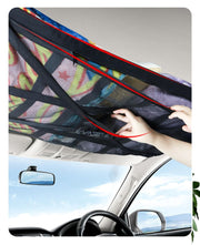 天井収納ネット 車載 車用 カー用品 調節可能 ワンタッチバックル ラゲッジネット ルーフネット メッシュポケット 通気性 ジッパー ファスナー 車中泊 旅行 アウトドア キャンプ 省スペース 便利 ブラック