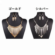 ネックレス＆ピアス  アクセサリー セット 2点セット レディース エスニック シルバー ゴールド ゴージャス  ロング 大ぶり 大きめ おしゃれ かわいい