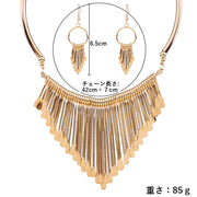 ネックレス＆ピアス  アクセサリー セット 2点セット レディース エスニック シルバー ゴールド ゴージャス  ロング 大ぶり 大きめ おしゃれ かわいい