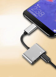 変換アダプター 変換ケーブル Type-C イヤホンジャック 3.5mm 2in1 同時 PD 充電しながら 音楽再生 通話可能