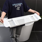 バスタブトレー バスタブラック お風呂テーブル 伸縮式 無地 水切り スマホ置き 物置 大容量 タブレット置き バスルーム 浴室収納 バス用品 お風呂場 取り付け簡単 シンプル 黒 白 グレー