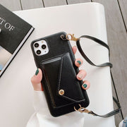 iPhoneケース スマホケース スマホカバー ストラップ付き ショルダー型 バッグ型 ななめ掛け レザー調 フェイクレザー 無地 ポケット付き コード収納 シンプル おしゃれ クロスボディ型 アイフォンケース ブラック レッド ブラウン ネイビー ブルー 黒 赤 茶色 青
