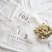 お祝いタペストリー 誕生日 ハーフバースデー 生後100日 インテリア ファブリック お祝い パーティー 飾り デコレーション かわいい 可愛い おしゃれ シンプル ケーキ柄 木馬 白 ホワイト
